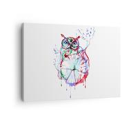 Quadro su Tela 70x50cm Owl intelligente creatura Bambini Stampe Immagini Murale
