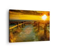 Quadro su Tela 70x50cm Passerella spiaggia vacanza sole Stampe Immagini Murale