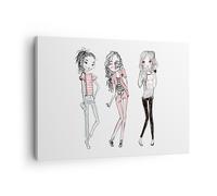 Quadro su Tela 70x50cm Ragazze moda tendenze incontro Stampe Immagini Murale