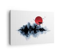 Quadro su Tela 70x50cm Rosso Sole Cancello Stampe Immagini Quadri Moderni Murale