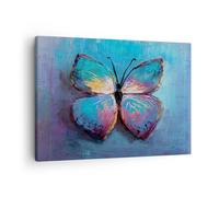 Quadro su Tela 70x50cm Scritto a mano farfalla blu Stampe Immagini Quadri Murale