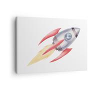 Quadro su Tela 70x50cm Un Razzo Spaziale Bambini Cosmo Stampe Immagini Murale