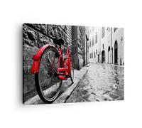Quadro su Tela 70x50cm Via bici ciottoli edificio Stampe Immagini Quadri Murale