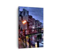 Quadro su Tela 80x120cm Architettura Centro storico Città Fiume Stampe Murale
