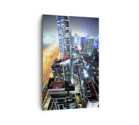 Quadro su Tela 80x120cm Architettura industria notte luce Stampe Immagini Murale