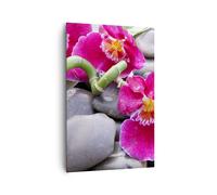 Quadro su Tela 80x120cm Asiatico bambù orchidee pietre Stampe Immagini Murale