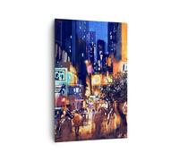 Quadro su Tela 80x120cm Auto persone ristorante vita notturna Stampe Murale