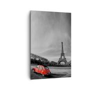 Quadro su Tela 80x120cm Automobile Eiffle cultura architettura Stampe Murale