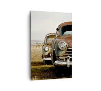 Quadro su Tela 80x120cm Automobile Vecchio Campo Stampe Immagini Quadri Murale