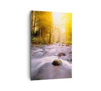 Quadro su Tela 80x120cm Autunno foresta montagna fiume Stampe Immagini Murale