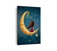 Quadro su Tela 80x120cm Bambini ragazza luna Stampe Immagini Quadri Murale