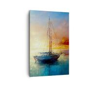 Quadro su Tela 80x120cm Barca a vela Ovest Il Sole Stampe Immagini Quadri Murale
