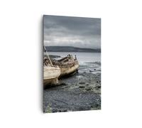 Quadro su Tela 80x120cm barca relitto riva Stampe Immagini Quadri Moderni Murale