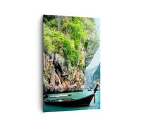 Quadro su Tela 80x120cm Barca scogliere natura rocce Stampe Immagini Murale