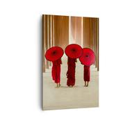 Quadro su Tela 80x120cm Bhutan Ombrello Rosso Stampe Immagini Quadri Murale