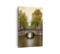 Quadro su Tela 80x120cm Canale acqua Amsterdam bici Stampe Immagini Murale