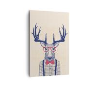 Quadro su Tela 80x120cm Carattere cervi illustrazione pantaloni a vita bassa