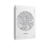 Quadro su Tela 80x120cm Carta Geografica Cracovia Polonia Stampe Immagini Murale