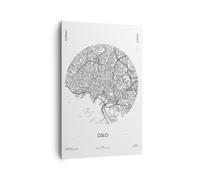 Quadro su Tela 80x120cm Carta Geografica Oslo Norvegia Stampe Immagini Murale