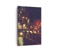 Quadro su Tela 80x120cm città notte strada Stampe Immagini Quadri Moderni Murale