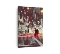 Quadro su Tela 80x120cm città strada notte Stampe Immagini Quadri Moderni Murale