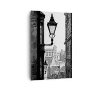 Quadro su Tela 80x120cm Città Vecchia Bianco E Nero Scozia Stampe Murale