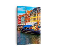 Quadro su Tela 80x120cm Copenaghen Nahavn Navi Stampe Immagini Quadri Murale