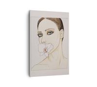 Quadro su Tela 80x120cm Donna Silenzio Fiore Stampe Immagini Quadri Murale