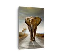 Quadro su Tela Verticale Elefante Strada Campagna Stampe da Parete 80x120cm Quadri Moderni Soggiorno Camera da Letto Cucina 1 pezzo Grandi Decorazione Murale Wall Art Canvas Immagini PA80x120-0214