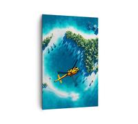 Quadro su Tela 80x120cm Elicottero Oceano isola paradiso Stampe Immagini Murale