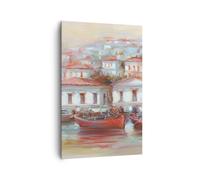Quadro su Tela 80x120cm Immagine barca a vela porto Stampe Immagini Murale