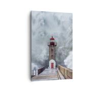 Quadro su Tela 80x120cm Lanterna Mare Tempesta Stampe Immagini Quadri Murale