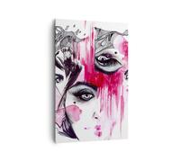 Quadro su Tela 80x120cm Le donne volti occhi illustrazione Stampe Murale