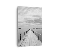 Quadro su Tela 80x120cm Legno ponte mare Stampe Immagini Quadri Moderni Murale