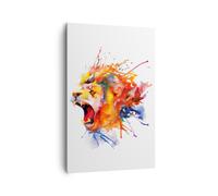 Quadro su Tela 80x120cm Leone moderno pittura animale Stampe Immagini Murale