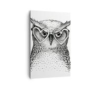 Quadro su Tela 80x120cm moda design gufo acquarello Stampe Immagini Murale