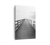 Quadro su Tela 80x120cm Molo Prospettiva In Bianco E Nero Stampe Immagini Murale