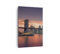 Quadro su Tela 80x120cm New York ponte notte Stampe Immagini Quadri Murale