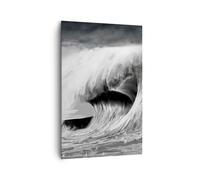 Quadro su Tela 80x120cm Onda Disegno In Bianco E Nero Stampe Immagini Murale