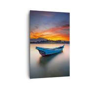 Quadro su Tela 80x120cm Ovest Il Sole La Barca Stampe Immagini Quadri Murale
