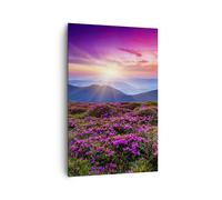 Quadro su Tela 80x120cm Prato Montagna Cielo Paesaggio Stampe Immagini Murale