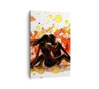 Quadro su Tela 80x120cm Relazione di coppia bacio multicolore Stampe