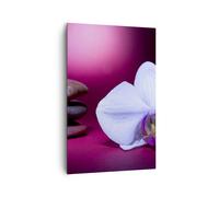 Quadro su Tela 80x120cm Spa pietre marrone orchidea bianca Stampe Murale