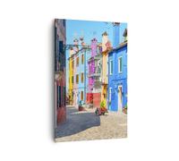 Quadro su Tela 80x120cm strada casa fiori Stampe Immagini Quadri Moderni Murale