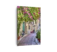 Quadro su Tela 80x120cm Strada decorazione fiori grecia Stampe Immagini Murale