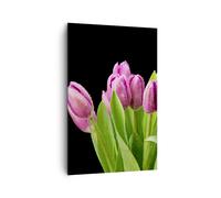 Quadro su Tela 80x120cm Tulipani Bouquet rugiada gocce Stampe Immagini Murale