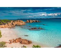 Quadro su tela 80x50 cm: Incredibile spiaggia di sabbia rosa sull'isola di Budelli, Arcipelago di Maddalena, Sardegna, Italia (161022505)