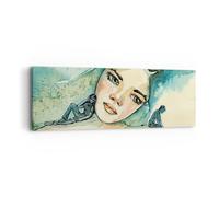 Quadro su Tela 90x30cm Acquarello Donna Emozioni Stampe Immagini Quadri Murale