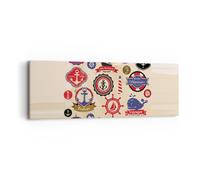 Quadro su Tela 90x30cm Ancoraggio bandiera badge barca Stampe Immagini Murale