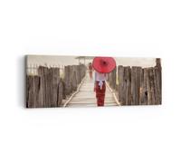 Quadro su Tela 90x30cm Birmania ombrellone ponte Stampe Immagini Quadri Murale